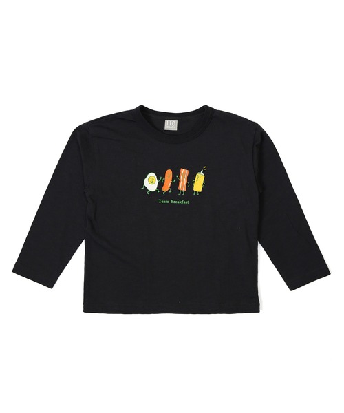 DILASH(ディラッシュ)の「朝ごはん長袖Tシャツ(Tシャツ/カットソー・キッズ・キナリ/チャコール/グリーン・90/100/110/120/130/140/80)」の3枚目の写真