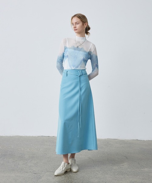 ELOOPS(イーループス)の「【ELOOPS】シアープリントハイネックトップス(Tシャツ/カットソー・レディース・SHERBET・M/S/L)」の2枚目の写真