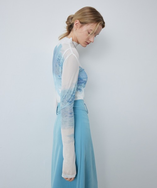 ELOOPS(イーループス)の「【ELOOPS】シアープリントハイネックトップス(Tシャツ/カットソー・レディース・SHERBET・M/S/L)」の7枚目の写真