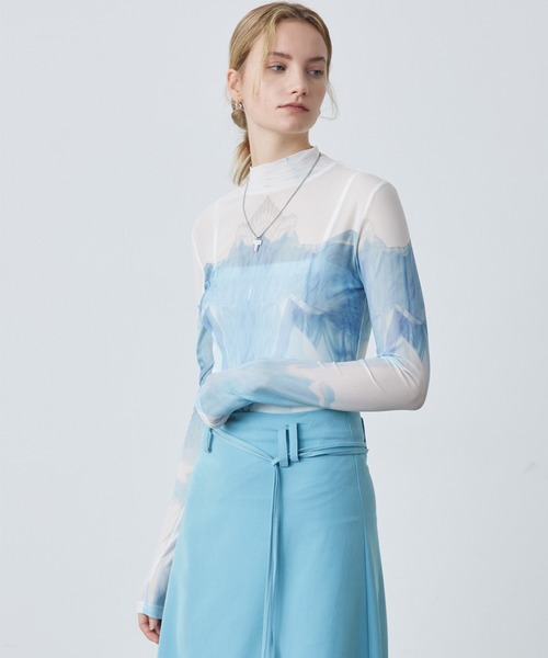 ELOOPS(イーループス)の「【ELOOPS】シアープリントハイネックトップス(Tシャツ/カットソー・レディース・SHERBET・M/S/L)」の19枚目の写真