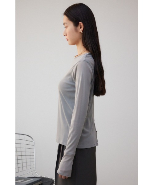 AZUL by moussy（アズールバイマウジー）の「バックスリットシアーロングトップス（Tシャツ/カットソー・レディース・アイボリー/ブラック/ブルー/ライトグレー・FREE）」の15枚目の写真