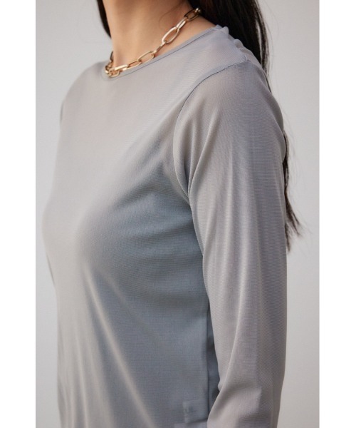 AZUL by moussy（アズールバイマウジー）の「バックスリットシアーロングトップス（Tシャツ/カットソー・レディース・アイボリー/ブラック/ブルー/ライトグレー・FREE）」の21枚目の写真