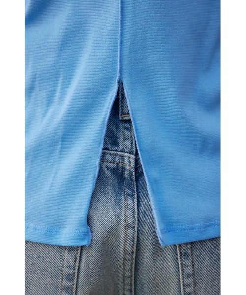 AZUL by moussy（アズールバイマウジー）の「バックスリットシアーロングトップス（Tシャツ/カットソー・レディース・アイボリー/ブラック/ブルー/ライトグレー・FREE）」の6枚目の写真