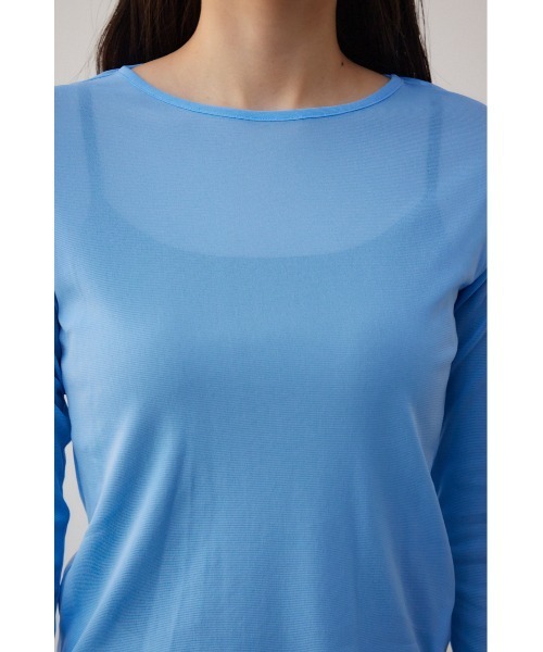 AZUL by moussy（アズールバイマウジー）の「バックスリットシアーロングトップス（Tシャツ/カットソー・レディース・アイボリー/ブラック/ブルー/ライトグレー・FREE）」の9枚目の写真