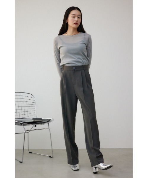 AZUL by moussy（アズールバイマウジー）の「バックスリットシアーロングトップス（Tシャツ/カットソー・レディース・アイボリー/ブラック/ブルー/ライトグレー・FREE）」の13枚目の写真