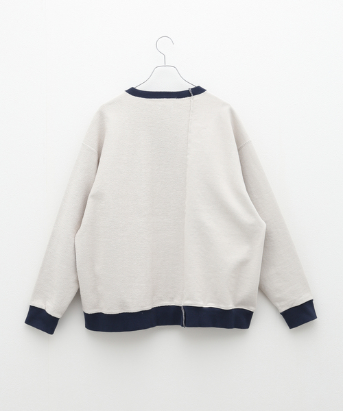 Name.（ネーム）の「【Name./ネーム】 ASYMMETRIC SWITCHING SWEAT SHIRT（スウェット・メンズ・ベージュ/グリーン・2）」の6枚目の写真