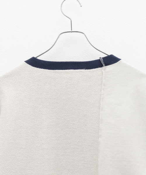 Name.（ネーム）の「【Name./ネーム】 ASYMMETRIC SWITCHING SWEAT SHIRT（スウェット・メンズ・ベージュ/グリーン・2）」の8枚目の写真