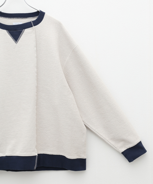 Name.（ネーム）の「【Name./ネーム】 ASYMMETRIC SWITCHING SWEAT SHIRT（スウェット・メンズ・ベージュ/グリーン・2）」の9枚目の写真