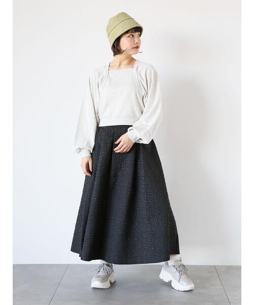 ehka sopo（エヘカソポ）の「ふくれジャカードスカート（スカート・レディース・キナリ/ブラック/カーキ・F）」の20枚目の写真
