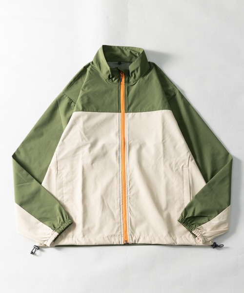 NYLAUS（ナイラス）の「マルチファンクション 防風/UVカット/ストレッチ スタンドカラー ウインドブレーカー（ナイロンジャケット・メンズ・ブラック×カーキ/ライトグリーン/ブルー系/カーキ系/カーキ/ブラック/ベージュ系/ブルーグリーン/ベージュ・L/M/LL）」の4枚目の写真