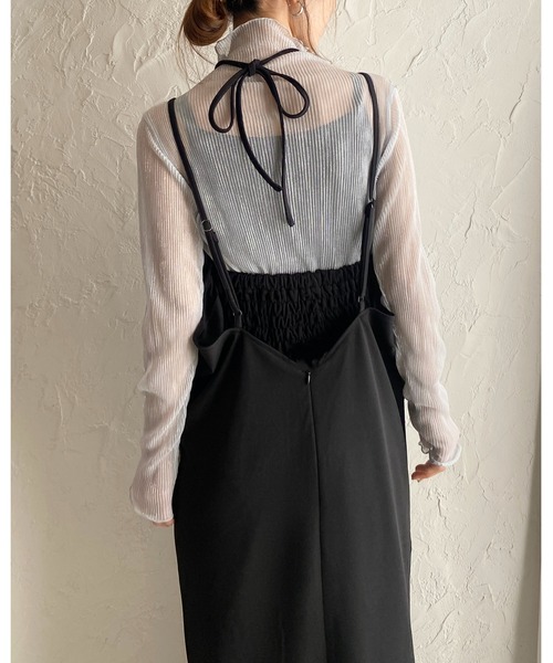 She's Closet(シーズクローゼット)の「ハイウエストバックオープンロング丈ホルターネックリボンキャミワンピース(ワンピース・レディース・ブラック・FREE)」の22枚目の写真