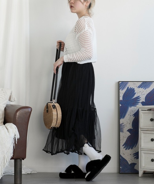aimoha（アイモハ）の「メッシュニット＆キャミソール 2点セット (SS)（アンサンブル・レディース・ブラック/ベージュ/ホワイト・FREE）」の13枚目の写真
