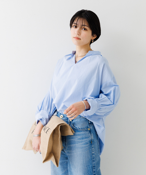 Rouge vif（ルージュヴィフ）の「【一部店舗限定】スリーブデザインスキッパーブラウス（シャツ/ブラウス・レディース・サックスブルー/ベージュ/ホワイト・フリー）」の8枚目の写真