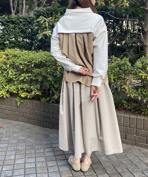 NICOLE white（ニコルホワイト）の「タックフレアスカート（スカート・レディース・ブラック/グレー/ベージュ/グリーン・FREE）」の18枚目の写真