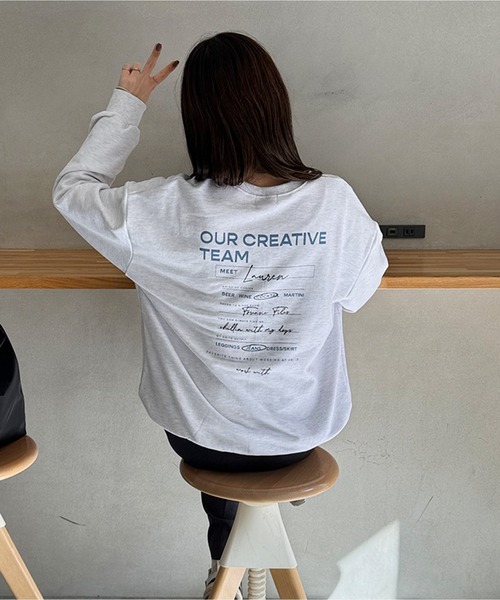 LE MORE（リモア）の「OUR CREATIVE TEAM ' バックロゴスウェット（スウェット・レディース・オートミール/ネイビー/アイボリー・FREE）」の6枚目の写真