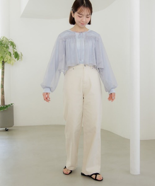 flower(フラワー)の「フリルチュールブラウス(シャツ/ブラウス・レディース・アイボリー/グレー・FREE)」の7枚目の写真