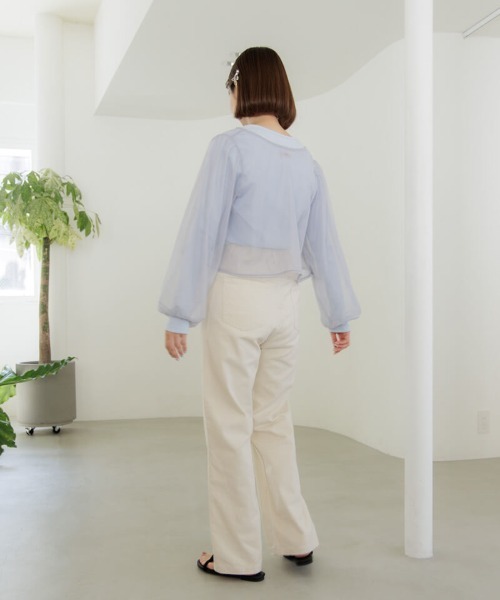 flower(フラワー)の「フリルチュールブラウス(シャツ/ブラウス・レディース・アイボリー/グレー・FREE)」の9枚目の写真