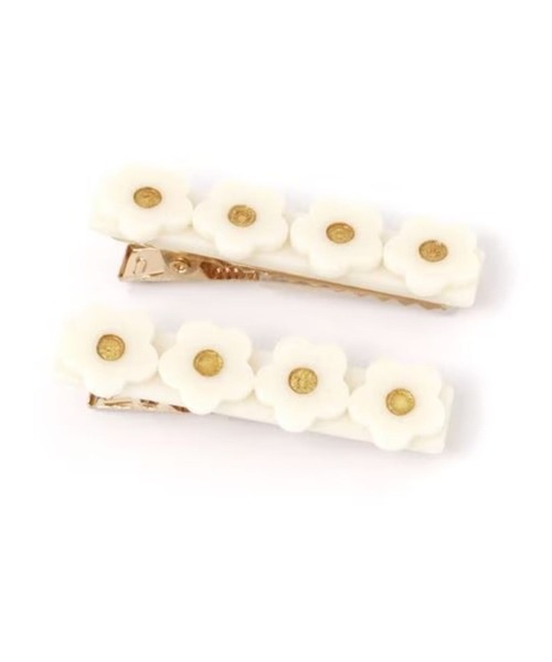 LOWRYS FARM（ローリーズファーム）の「フラワー2Pヘアクリップ 121061（ヘアバンド・レディース・オフホワイト/ピンク・FREE）」の4枚目の写真