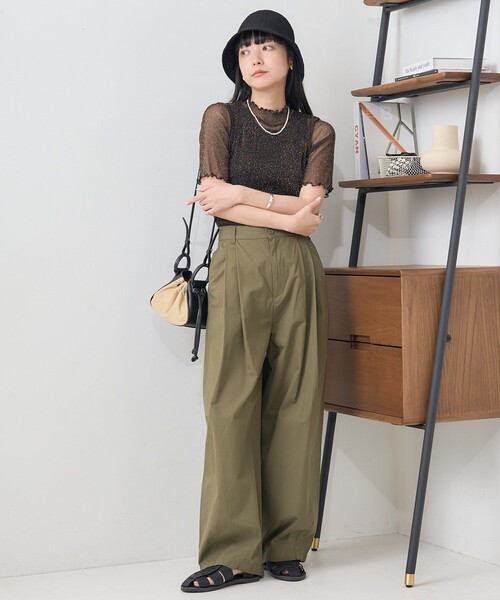 TSARDINELACROIX ショートスリーブ シアーTシャツ セール】シアーラメ ショートスリーブトップス/シアーカットソー