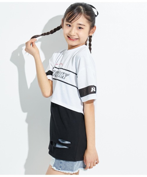 ANAP GｉRL（アナップガール）の「ANAPR+S【リラスポ】ショート丈袖メッシュTシャツ(吸水速乾加工)（Tシャツ/カットソー・キッズ・ホワイト/その他・XS/S/M）」の11枚目の写真