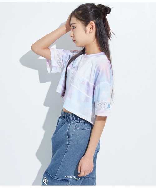 ANAP GｉRL（アナップガール）の「ANAPR+S【リラスポ】ショート丈袖メッシュTシャツ(吸水速乾加工)（Tシャツ/カットソー・キッズ・ホワイト/その他・XS/S/M）」の17枚目の写真