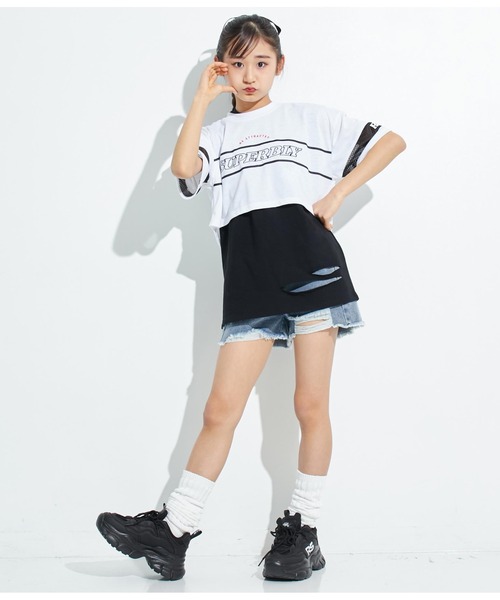 ANAP GｉRL（アナップガール）の「ANAPR+S【リラスポ】ショート丈袖メッシュTシャツ(吸水速乾加工)（Tシャツ/カットソー・キッズ・ホワイト/その他・XS/S/M）」の15枚目の写真