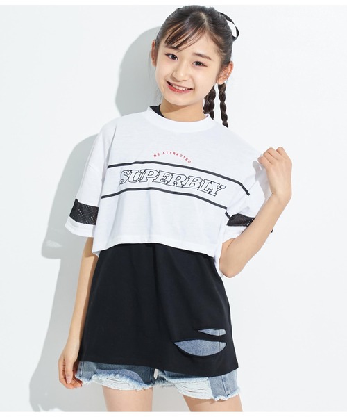 ANAP GｉRL（アナップガール）の「ANAPR+S【リラスポ】ショート丈袖メッシュTシャツ(吸水速乾加工)（Tシャツ/カットソー・キッズ・ホワイト/その他・XS/S/M）」の9枚目の写真