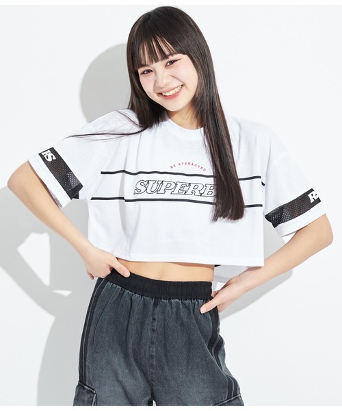 ANAP GｉRL（アナップガール）の「ANAPR+S【リラスポ】ショート丈袖メッシュTシャツ(吸水速乾加工)（Tシャツ/カットソー・キッズ・ホワイト/その他・XS/S/M）」の3枚目の写真