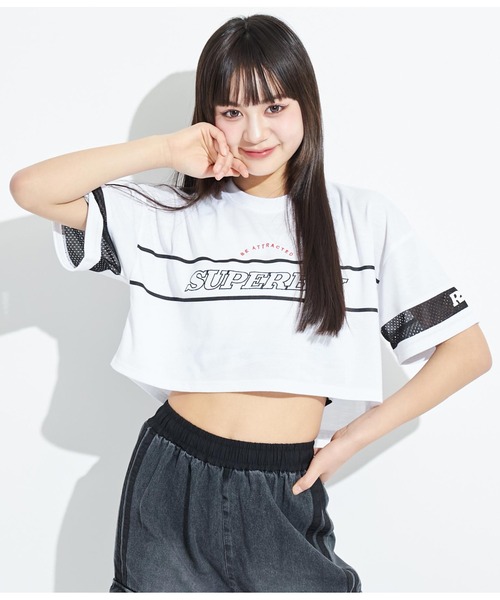 ANAP GｉRL（アナップガール）の「ANAPR+S【リラスポ】ショート丈袖メッシュTシャツ(吸水速乾加工)（Tシャツ/カットソー・キッズ・ホワイト/その他・XS/S/M）」の4枚目の写真