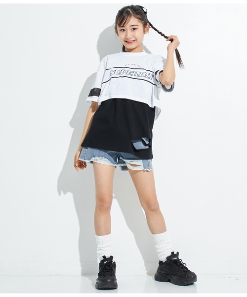 ANAP GｉRL（アナップガール）の「ANAPR+S【リラスポ】ショート丈袖メッシュTシャツ(吸水速乾加工)（Tシャツ/カットソー・キッズ・ホワイト/その他・XS/S/M）」の13枚目の写真