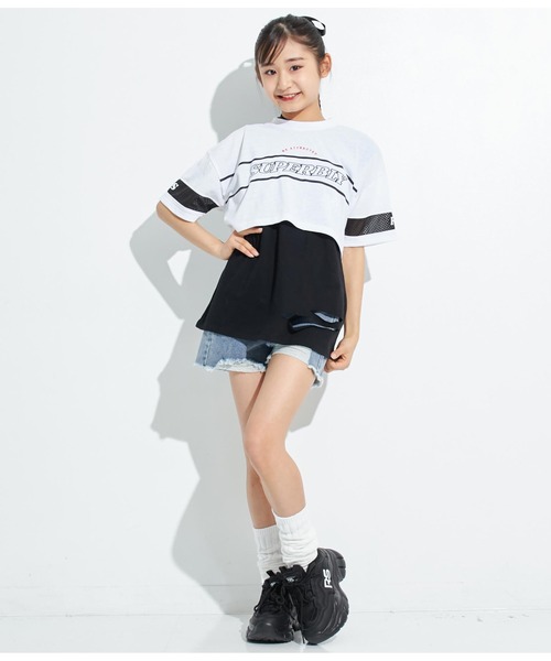 ANAP GｉRL（アナップガール）の「ANAPR+S【リラスポ】ショート丈袖メッシュTシャツ(吸水速乾加工)（Tシャツ/カットソー・キッズ・ホワイト/その他・XS/S/M）」の14枚目の写真