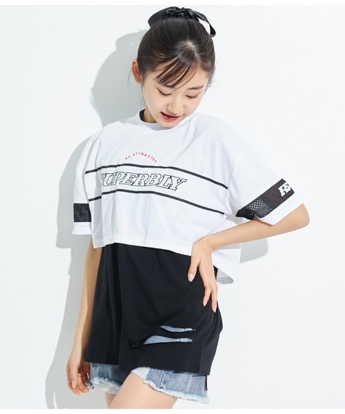ANAP GｉRL（アナップガール）の「ANAPR+S【リラスポ】ショート丈袖メッシュTシャツ(吸水速乾加工)（Tシャツ/カットソー・キッズ・ホワイト/その他・XS/S/M）」の10枚目の写真