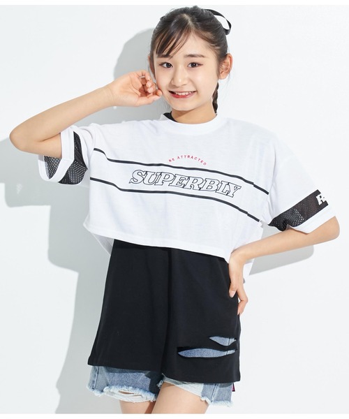 ANAP GｉRL（アナップガール）の「ANAPR+S【リラスポ】ショート丈袖メッシュTシャツ(吸水速乾加工)（Tシャツ/カットソー・キッズ・ホワイト/その他・XS/S/M）」の12枚目の写真