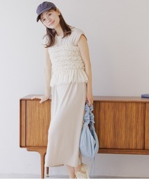 mysty woman | チュールフリルキャミ×カットワンピース　114131(ワンピース)