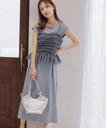 mysty woman | チュールフリルキャミ×カットワンピース　114131(ワンピース)