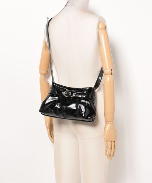 BARELY BLUE（ベアリーブルー）の「【 BARELY BLUE / ベアリーブルー 】 フロント ギャザー ベルト ハンドバッグ（ショルダーバッグ・レディース・シルバー/グレー/ブラック/ホワイト・FREE）」の5枚目の写真