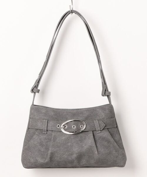 BARELY BLUE（ベアリーブルー）の「【 BARELY BLUE / ベアリーブルー 】 フロント ギャザー ベルト ハンドバッグ（ショルダーバッグ・レディース・シルバー/グレー/ブラック/ホワイト・FREE）」の12枚目の写真