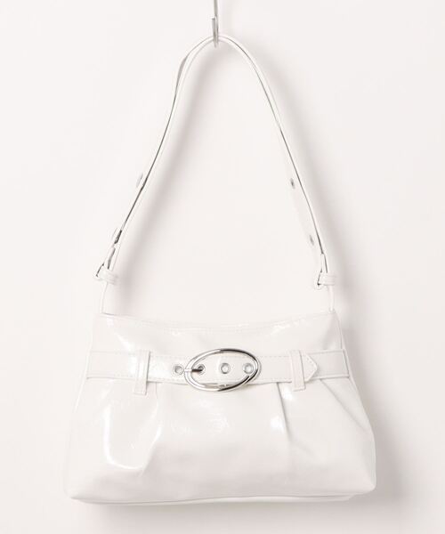 BARELY BLUE（ベアリーブルー）の「【 BARELY BLUE / ベアリーブルー 】 フロント ギャザー ベルト ハンドバッグ（ショルダーバッグ・レディース・シルバー/グレー/ブラック/ホワイト・FREE）」の15枚目の写真