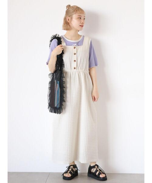 ehka sopo（エヘカソポ）の「前後2WAYぽこぽこジャンスカ（ワンピース・レディース・ブラック/グリーン/キナリ・F）」の4枚目の写真