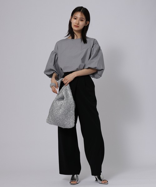 ketty cherie（ケティシェリー）の「袖ボリュームブラウス≪洗濯機で洗える≫（シャツ/ブラウス・レディース・グレー/ブラック・M）」の7枚目の写真