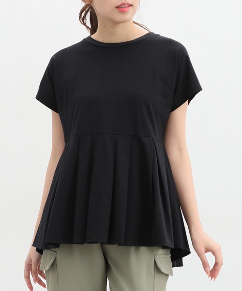 Honeys(ハニーズ)の「ペプラムトップス(Tシャツ/カットソー・レディース・オレンジ系その他/アイボリー/ブルーグリーン/ブラック/ブルー/ブラウン・LL/L/M/S)」の1枚目の写真