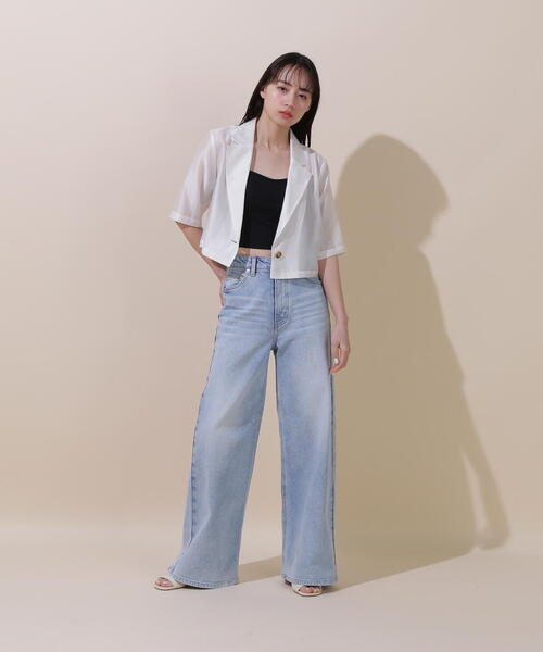 JILL by JILL STUART(ジルバイジルスチュアート)の「◇シアーテーラードジャケット(ブルゾン・レディース・グレー/ホワイト系その他/ベージュ・MEDIUM/SMALL)」の5枚目の写真