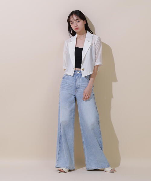 JILL by JILL STUART(ジルバイジルスチュアート)の「◇シアーテーラードジャケット(ブルゾン・レディース・グレー/ホワイト系その他/ベージュ・MEDIUM/SMALL)」の7枚目の写真