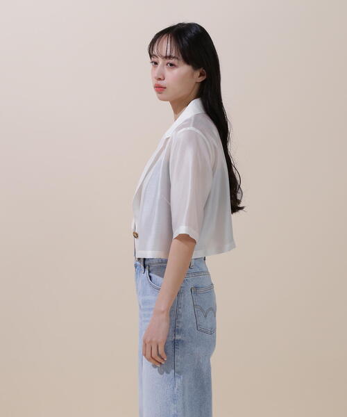 JILL by JILL STUART(ジルバイジルスチュアート)の「◇シアーテーラードジャケット(ブルゾン・レディース・グレー/ホワイト系その他/ベージュ・MEDIUM/SMALL)」の9枚目の写真