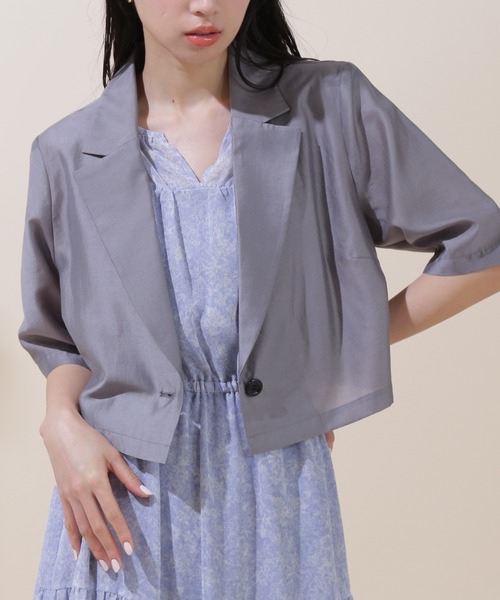 JILL by JILL STUART(ジルバイジルスチュアート)の「◇シアーテーラードジャケット(ブルゾン・レディース・グレー/ホワイト系その他/ベージュ・MEDIUM/SMALL)」の2枚目の写真
