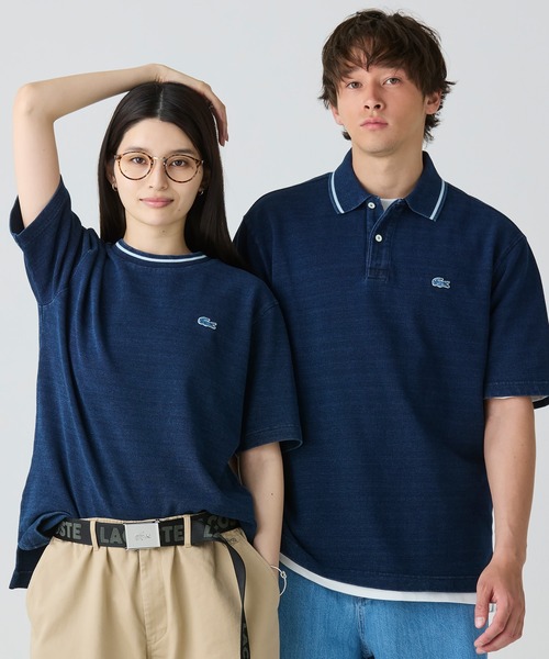 【新品タグ付】 LACOSTE ラコステ インディゴポロシャツ 2 M相当 セール】配色リブニットインディゴポロシャツ（ポロシャツ）｜LACOSTE