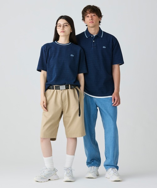 LACOSTE ラコステ ポロシャツ インディゴ デニム系 セール】 配色リブニットインディゴポロシャツ （ポロシャツ