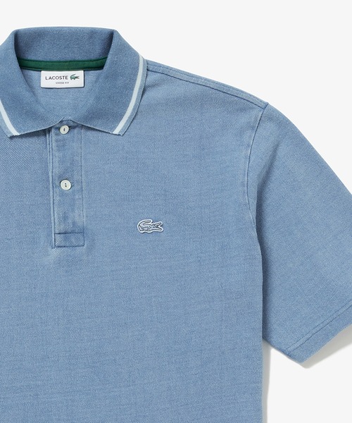 【新品未使用】LACOSTE ラコステ ポロシャツ インディゴ色 36 M LACOSTE ラコステ インディゴ ポロシャツ 配色リブニット PH004J