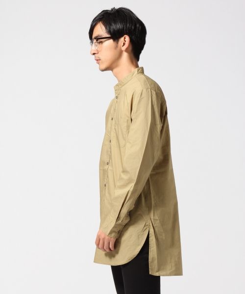 RAGEBLUE（レイジブルー）の「＜トレンドのロング丈＞60/プルオーバーバンドカラーロングシャツ/569177（シャツ/ブラウス・メンズ・ホワイト/キャメル/その他・MEDIUM/LARGE）」の4枚目の写真