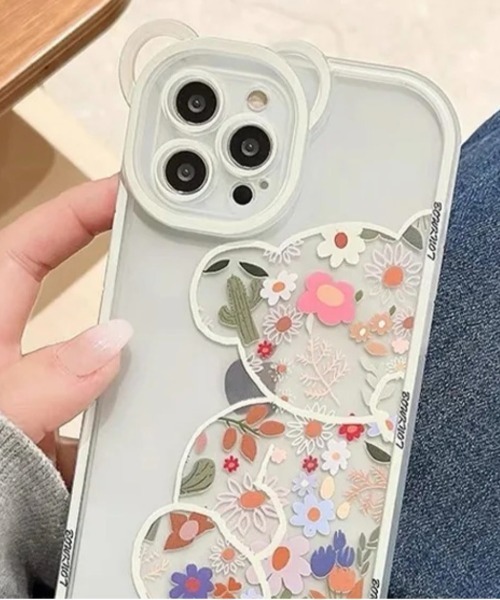 セール】【OKUOKU 0909】iPhoneケース フラワー くまさん oku